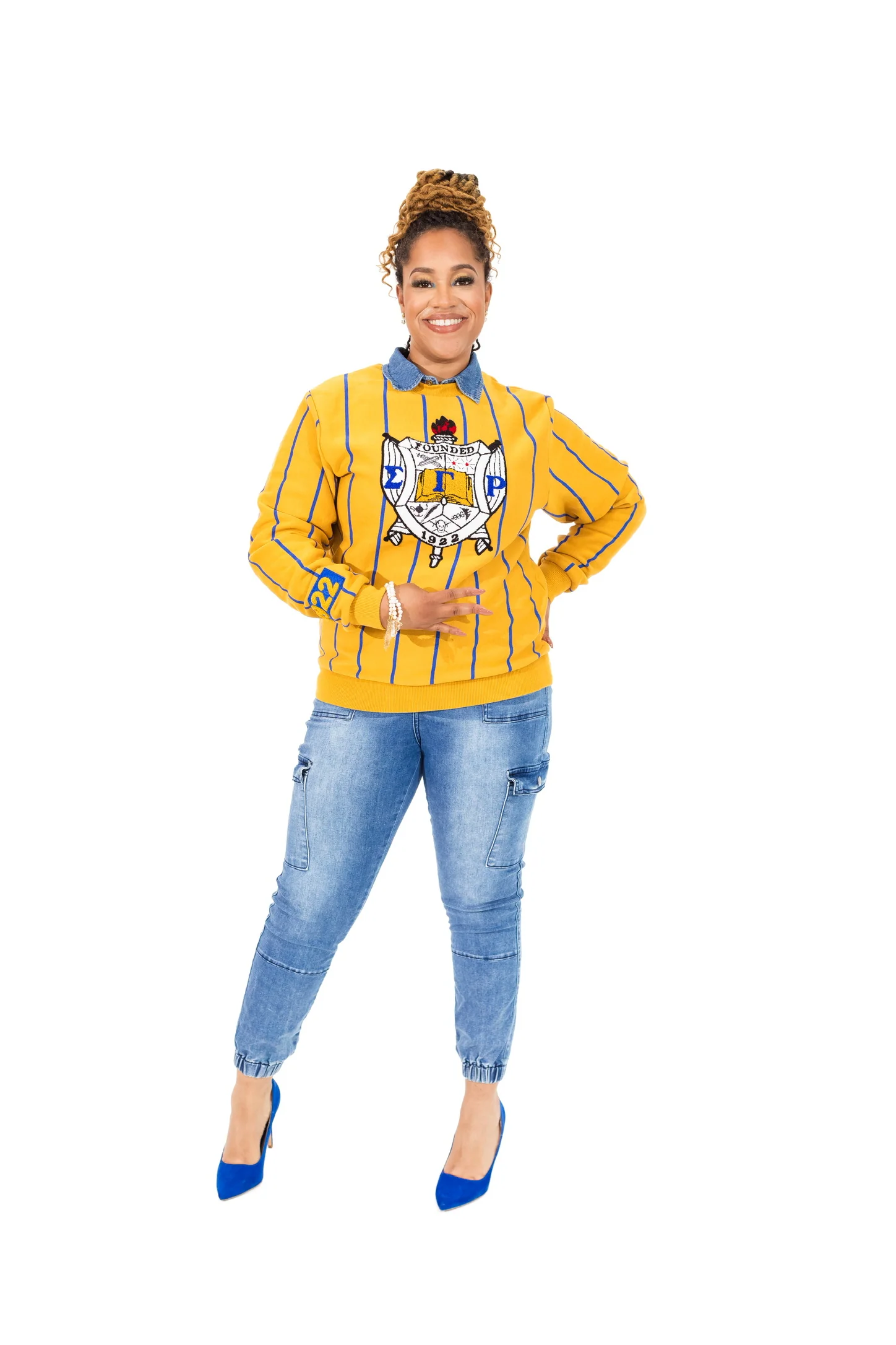 ΣΓΡ Gold Shield Chenille Striped Crew