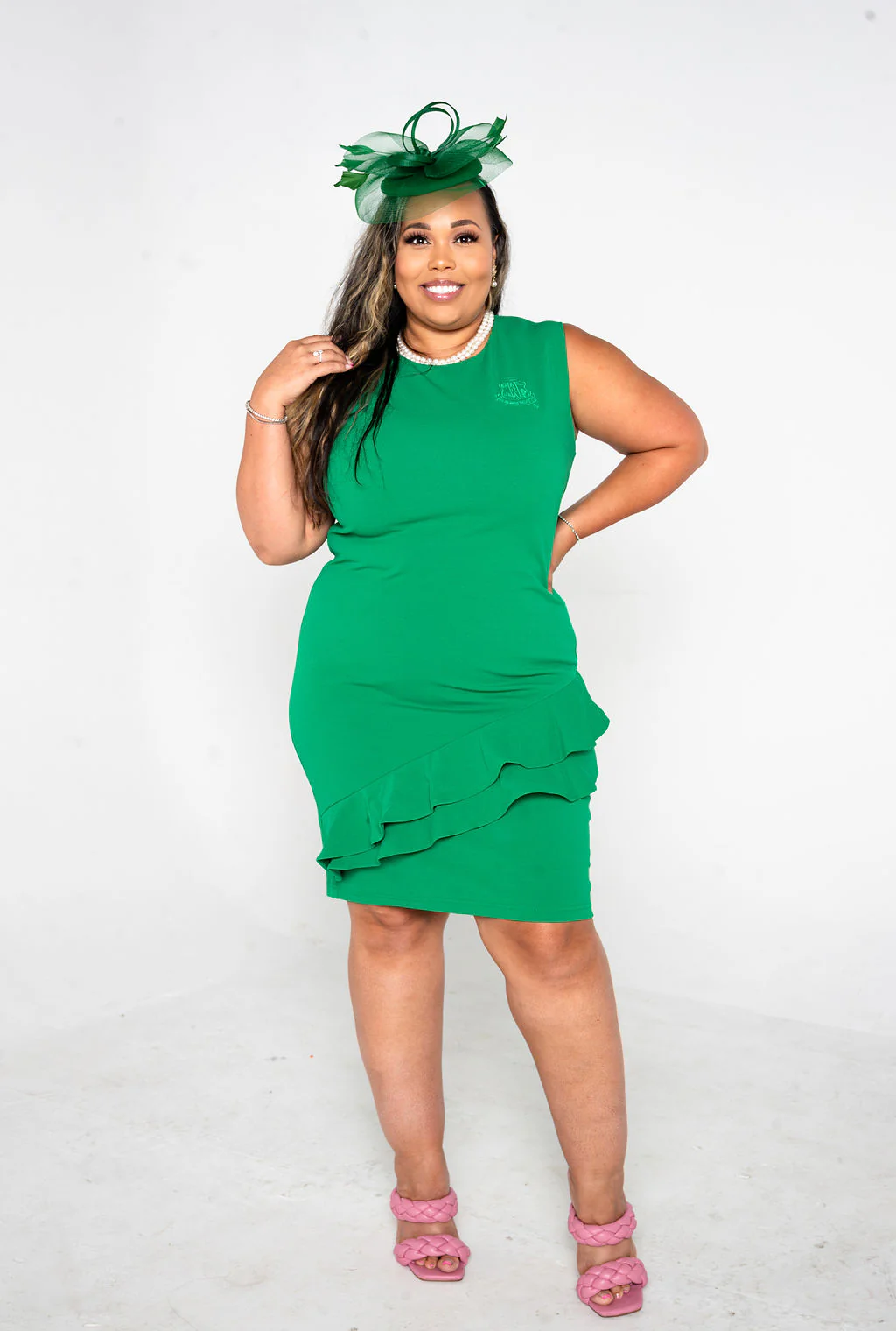 AKA Green Sleeveless Flounce Dress - Image 4