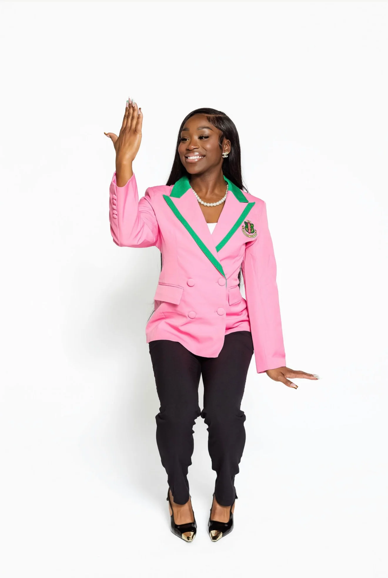 AKA Lapel Trim Blazer Pink
