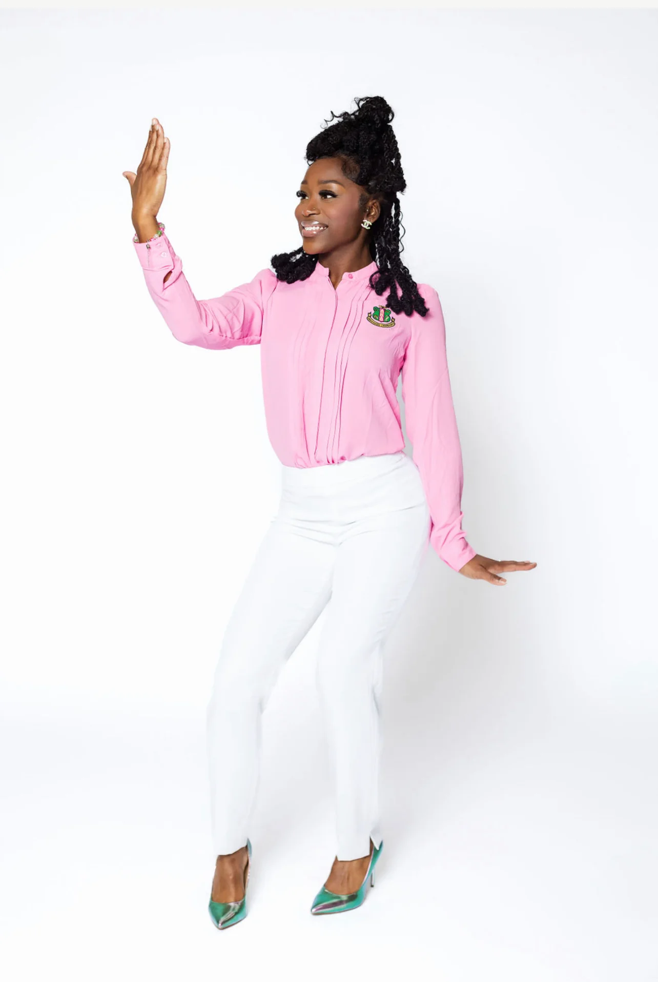 AKA Pink Pleated Shirt - Image 2