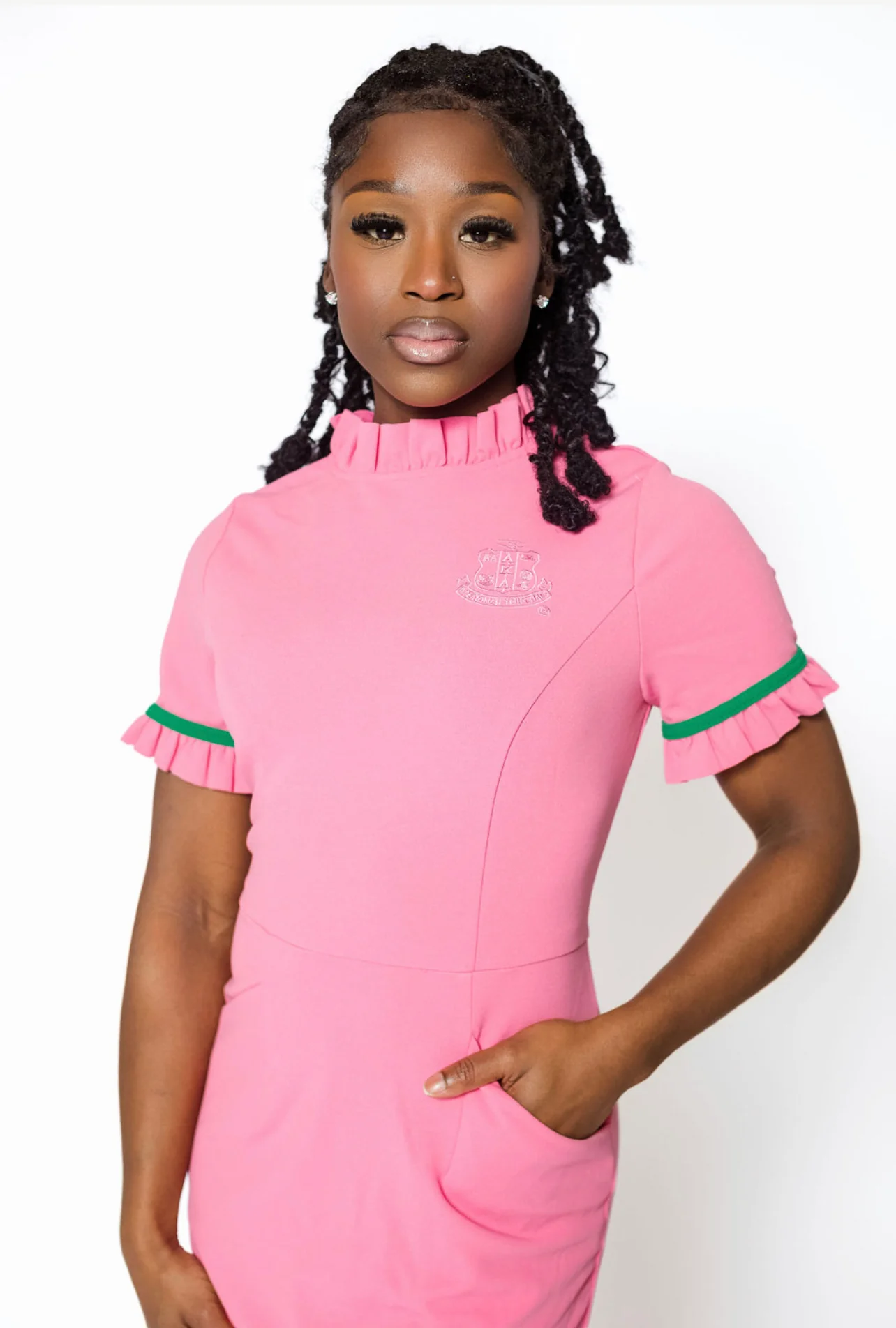 AKA Pink Sleeve Ruffle Dress