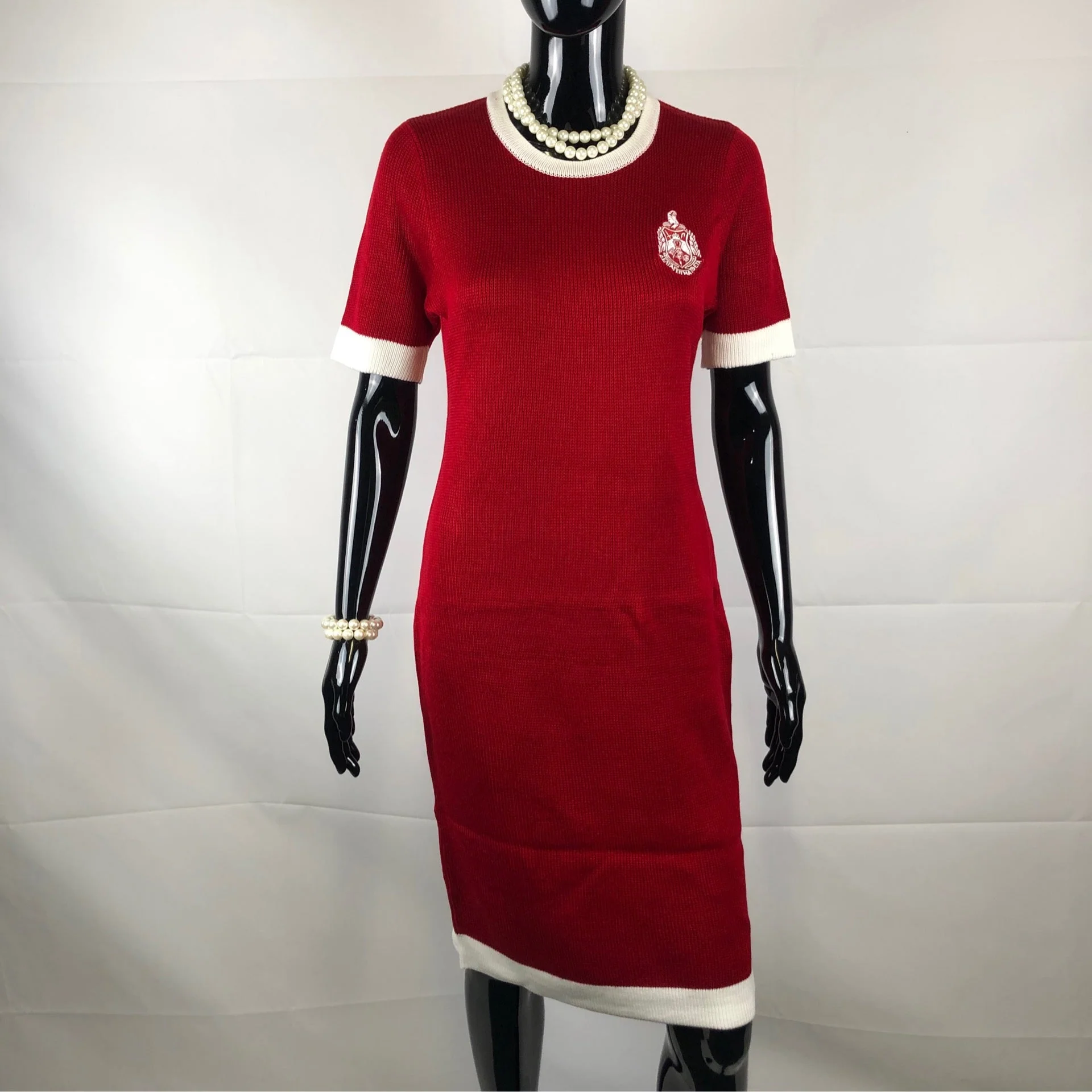 ΔΣΘ 1/4 Sleeved Knit Dress Red - Image 3