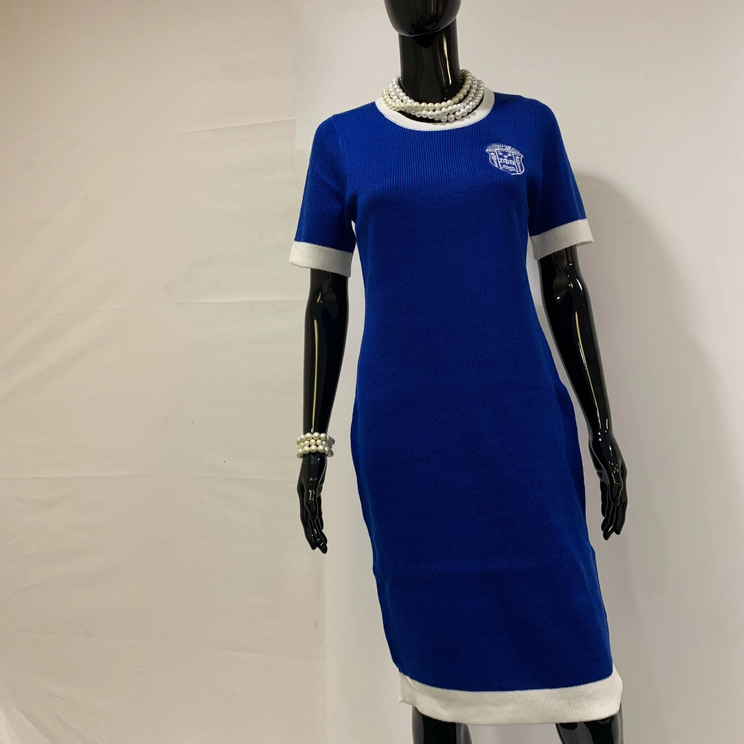ΖΦΒ 1/4 SLEEVED KNIT DRESS BLUE - Image 2