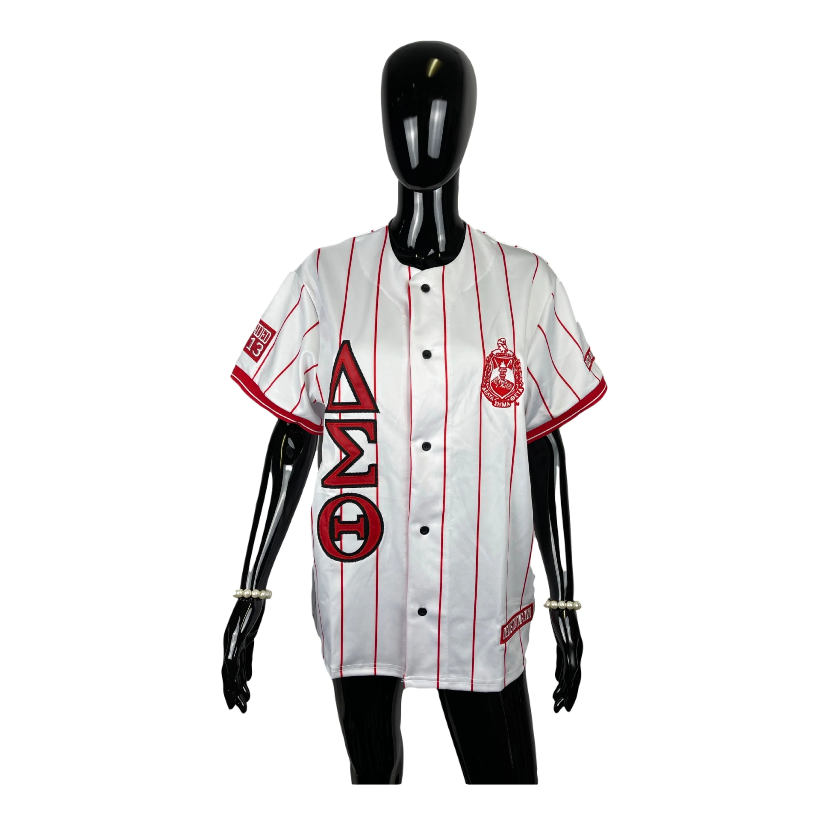 ΔΣΘ White BJ38 Baseball Jersey - Image 2