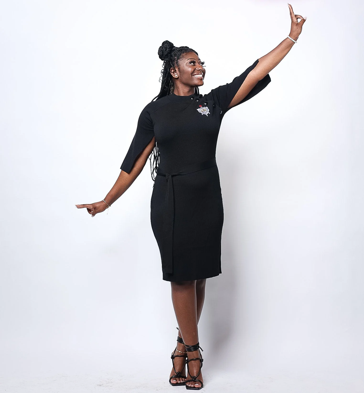 ΣΓΡ Black Cape Sleeve Dress