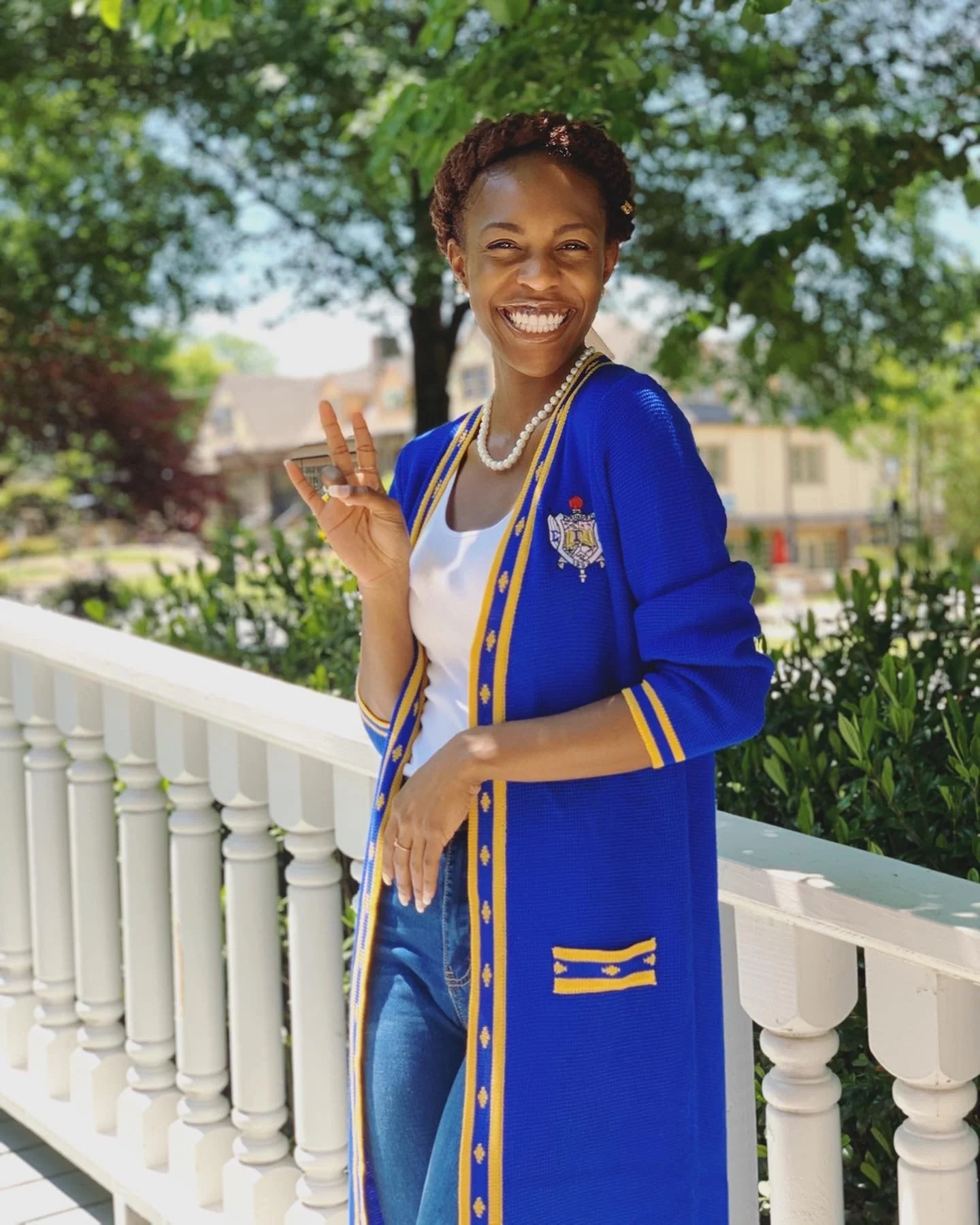 ΣΓΡ Blue Long Cardigan - Image 2