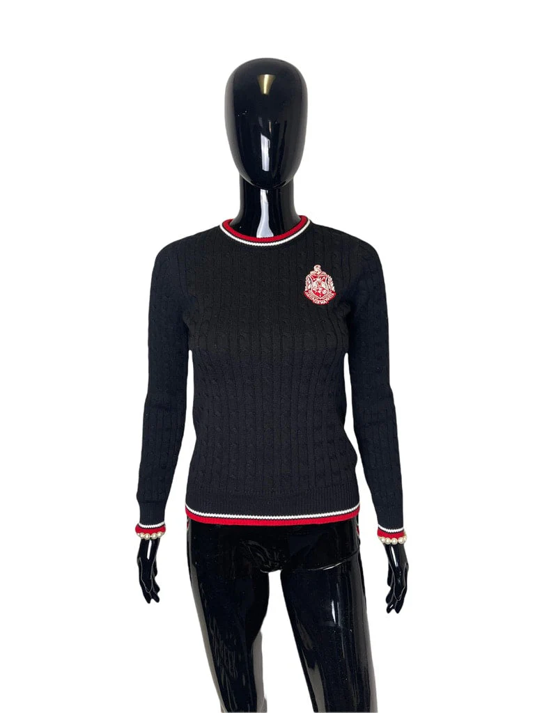 ΔΣΘ Cable Crewneck Black - Image 2