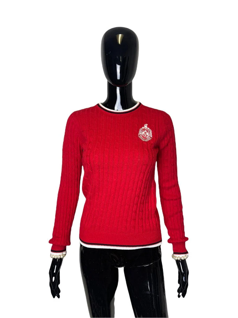 ΔΣΘ Cable Crewneck Red - Image 2