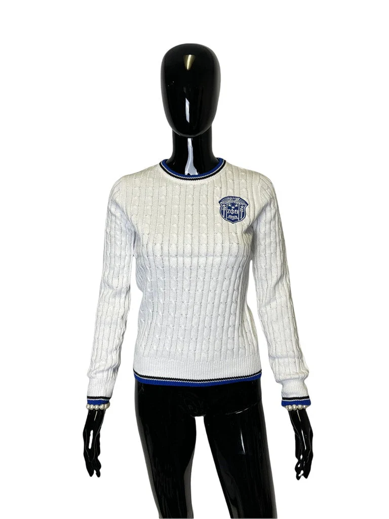 ΖΦΒ Cable Crewneck White - Image 2