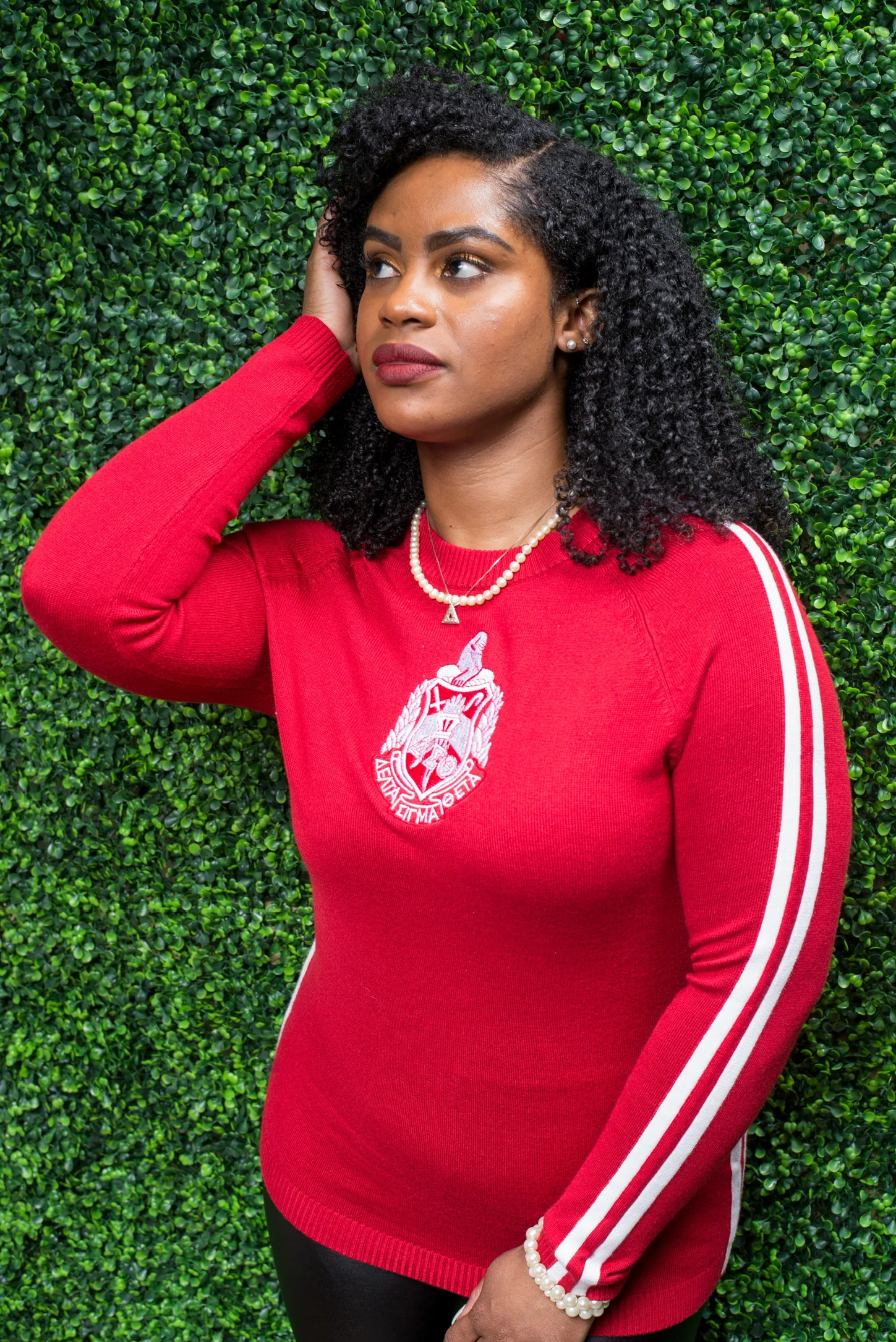 ΔΣΘ Red Center Crest Sweater - Image 2