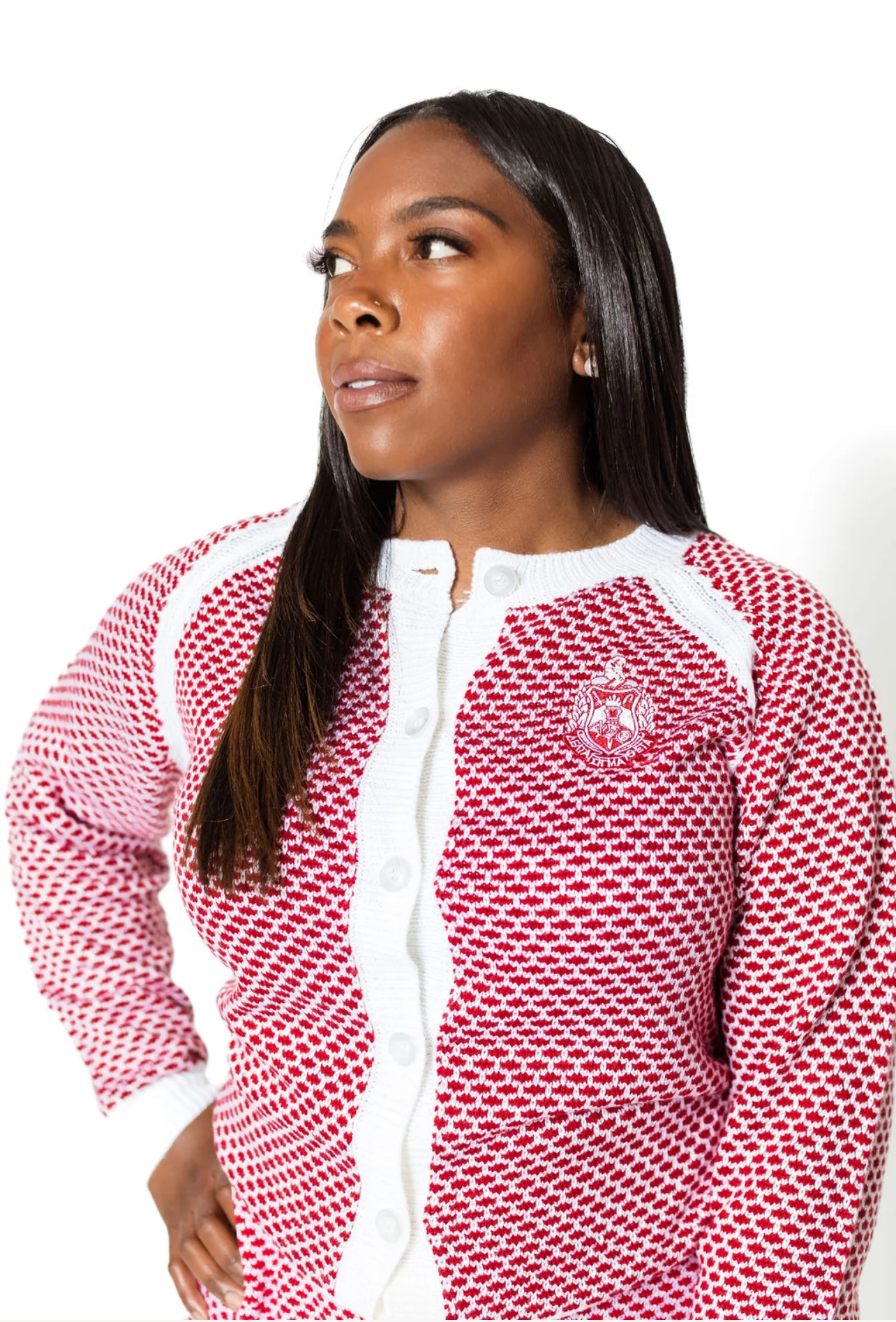 ΔΣΘ Gingham Cardigan (swpearl)