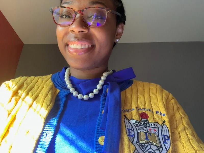 ΣΓΡ Gold/Blue Button Cable Sweater - Image 3