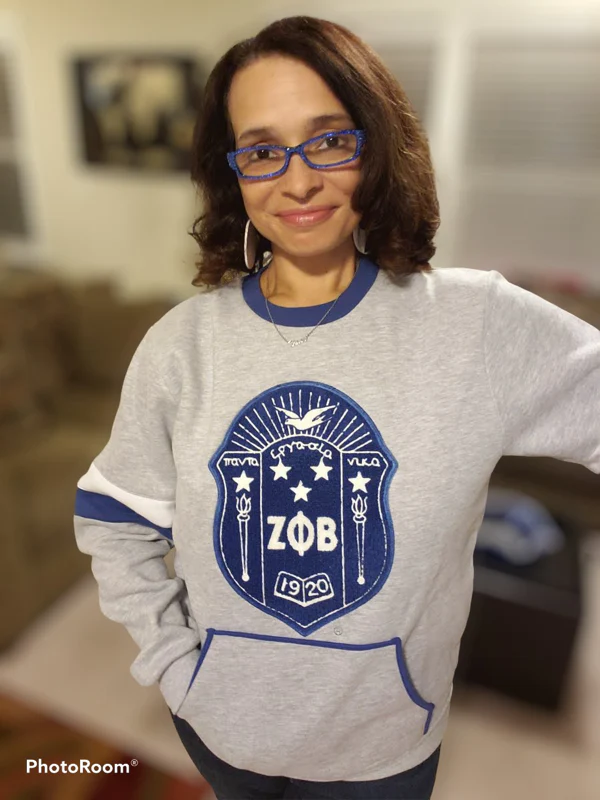 ΖΦΒ Grey Chenille  Shield Crewneck - Image 2