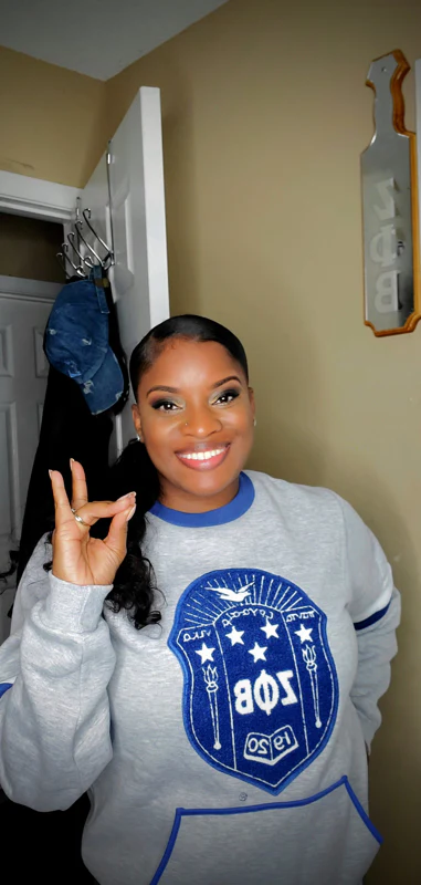 ΖΦΒ Grey Chenille  Shield Crewneck - Image 3