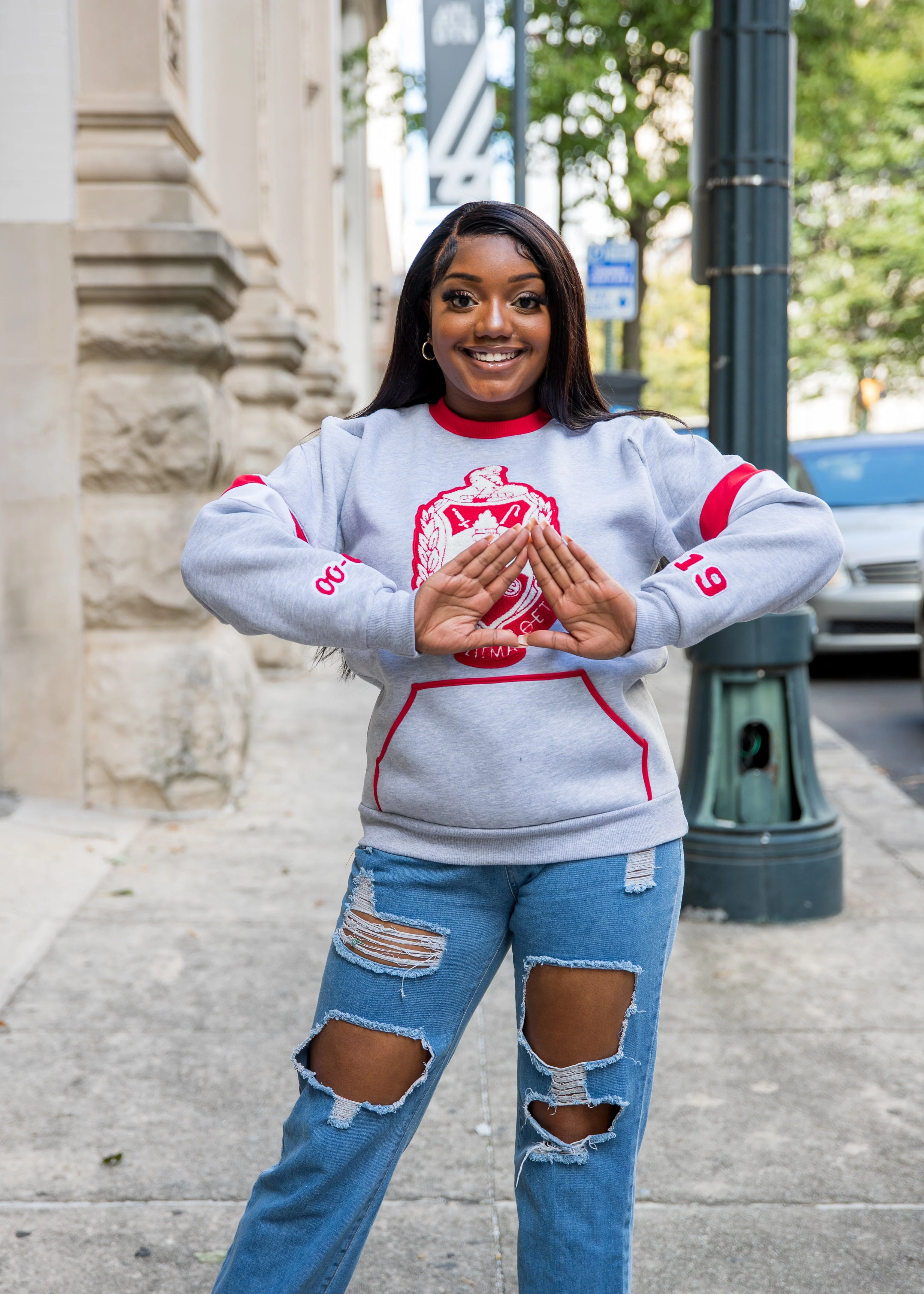ΔΣΘ GREY Chenille  SHIELD Crewneck - Image 4