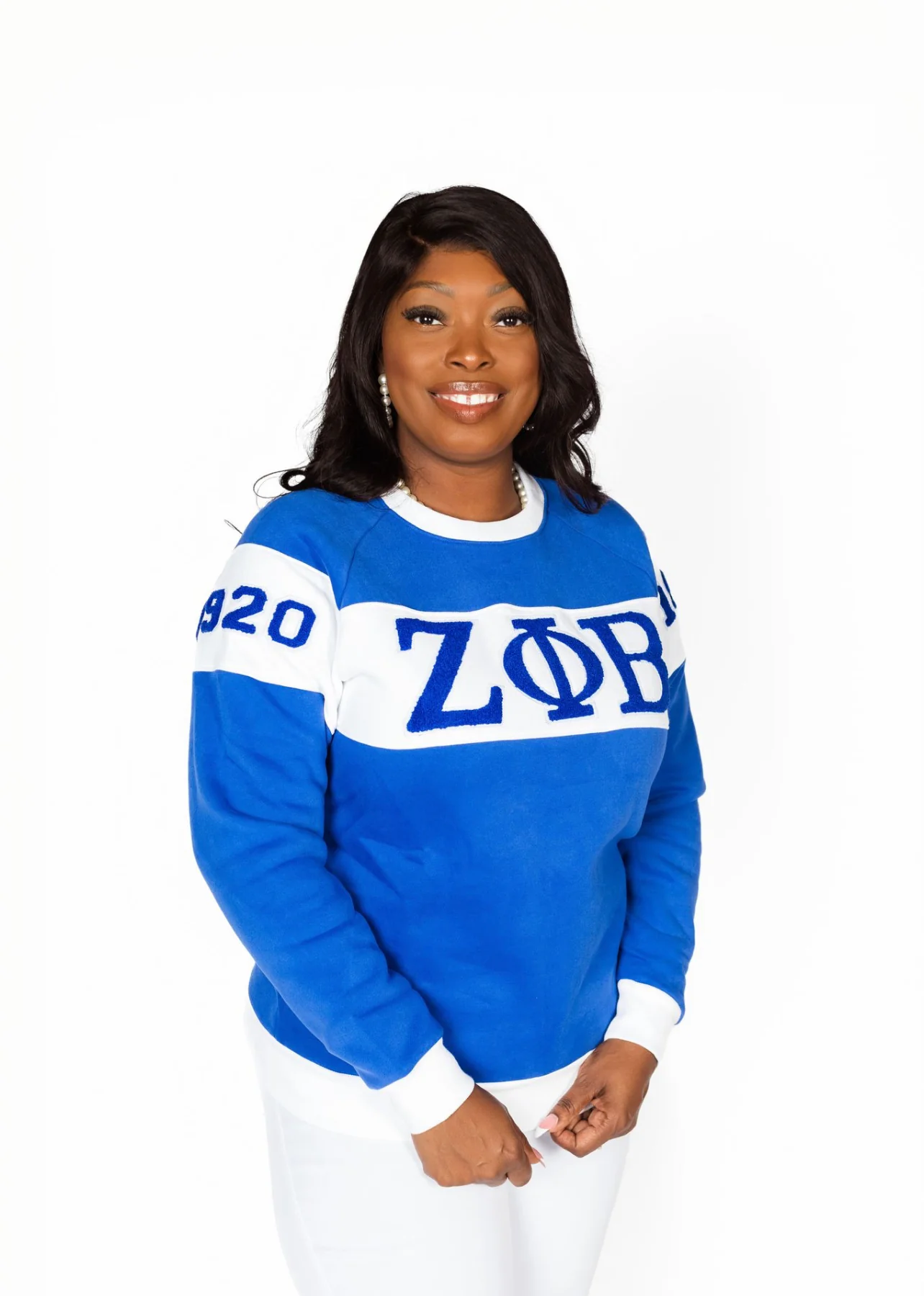 ΖΦΒ Retro Blue/White Crewneck