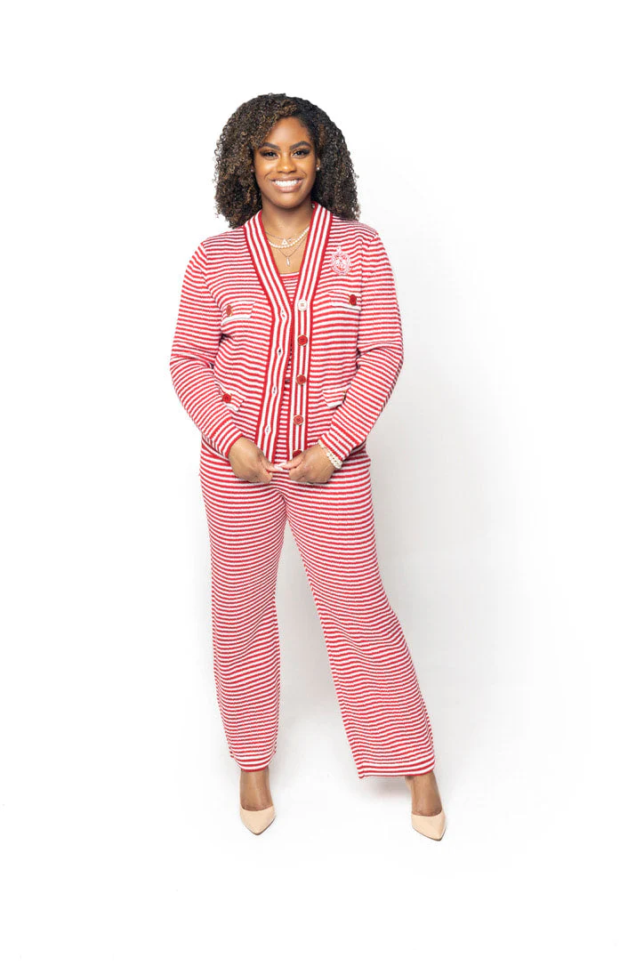 ΔΣΘ Striped Knit Jacket - Image 2