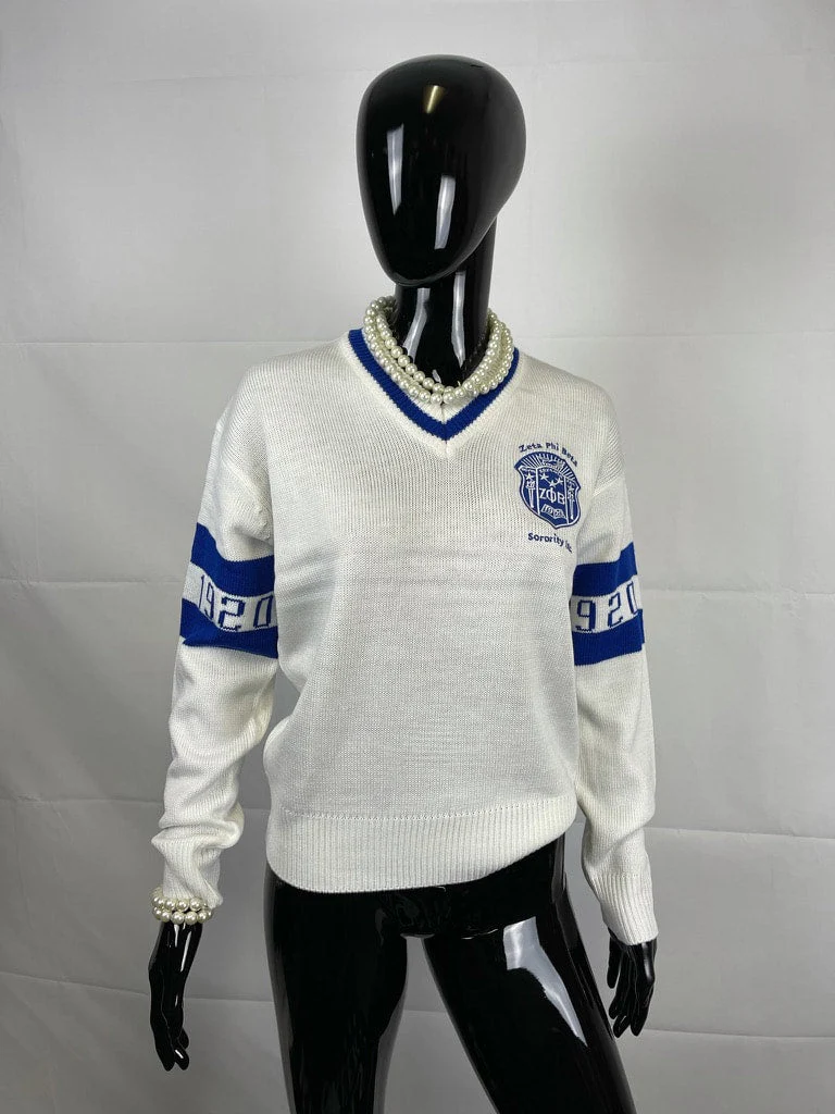ΖΦΒ VNECK 1920 SWEATER WHITE - Image 2