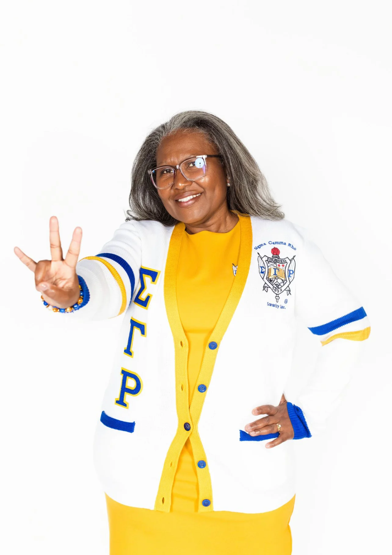 ΣΓΡ White Tri Color Cardigan