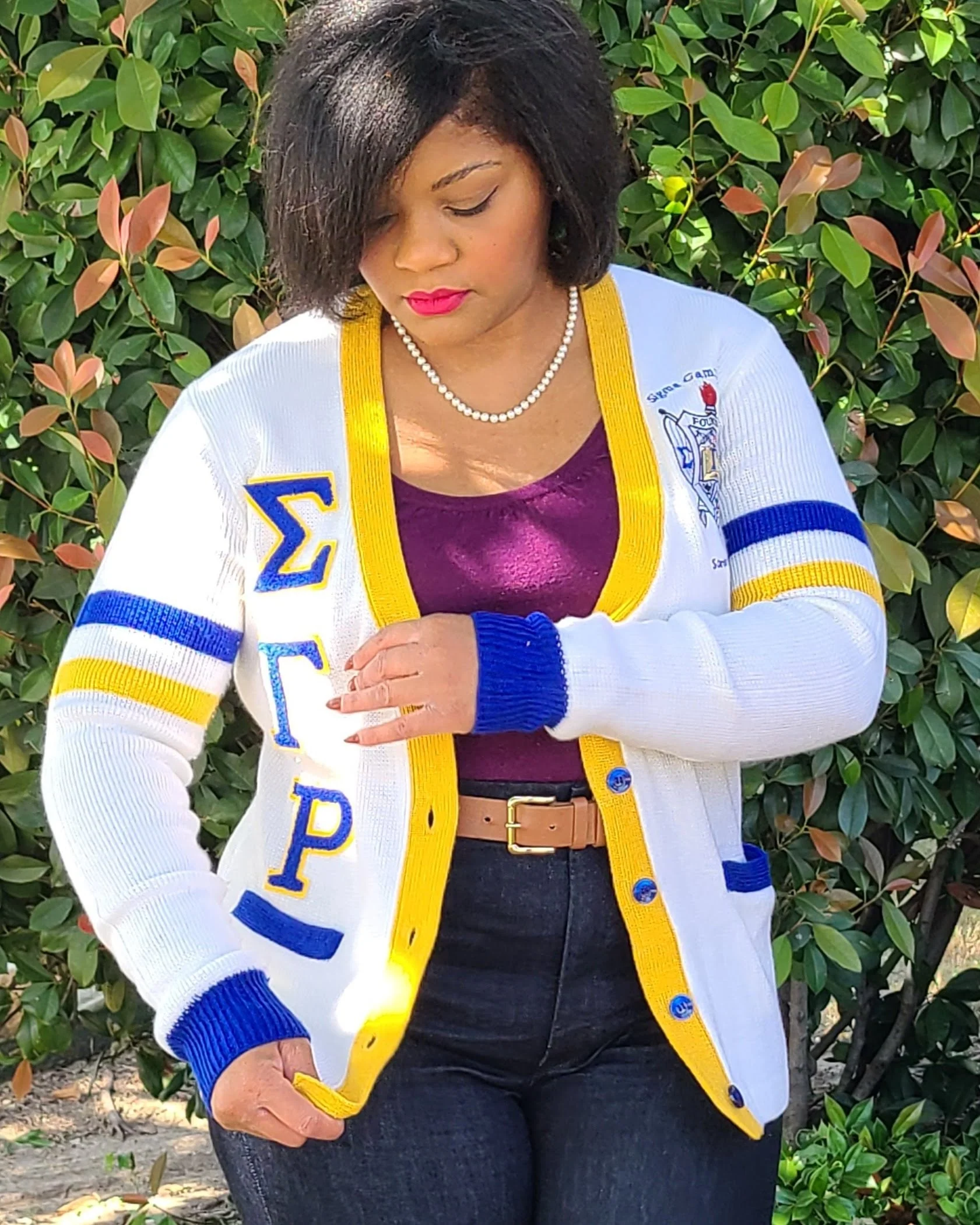 ΣΓΡ White Tri Color Cardigan - Image 4