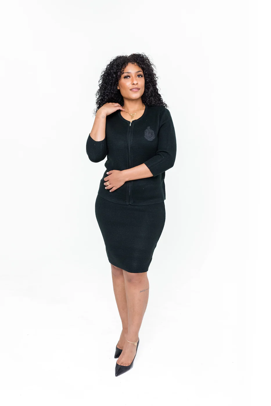 ΔΣΘ Black Zipper Knit Sweater