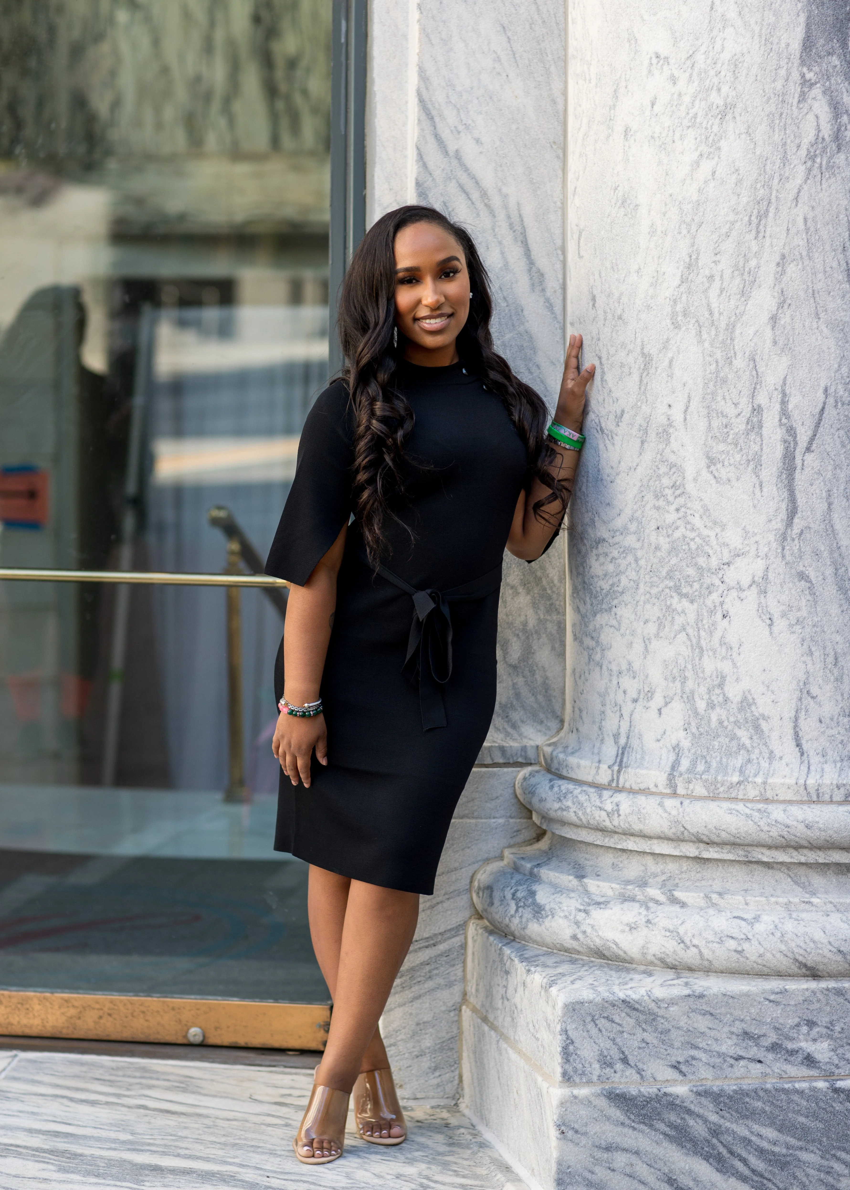 AKA Black Cape Sleeve Dress