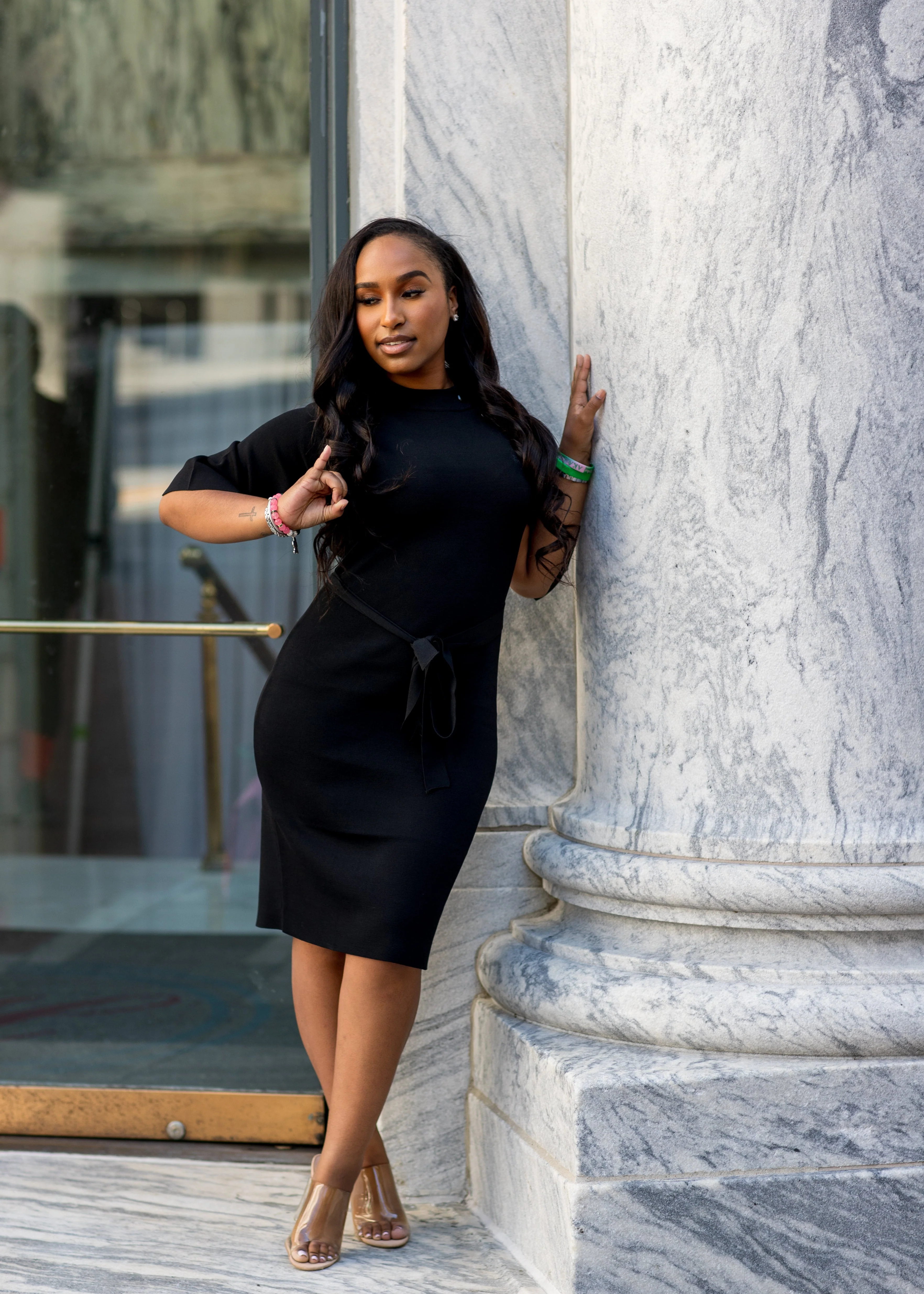 AKA Black Cape Sleeve Dress - Image 2