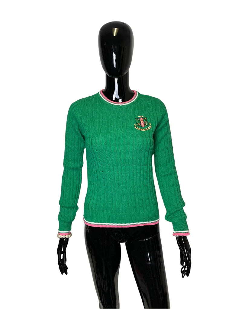 AKA Cable Crewneck Green - Image 2