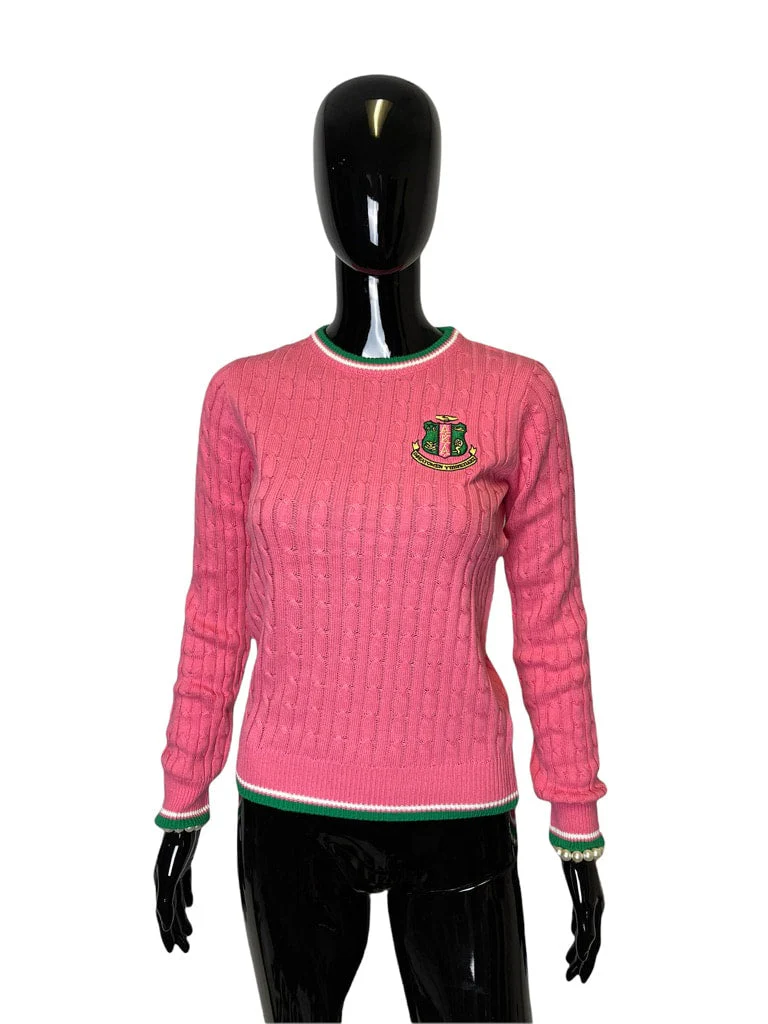 AKA Cable Crewneck Pink - Image 2