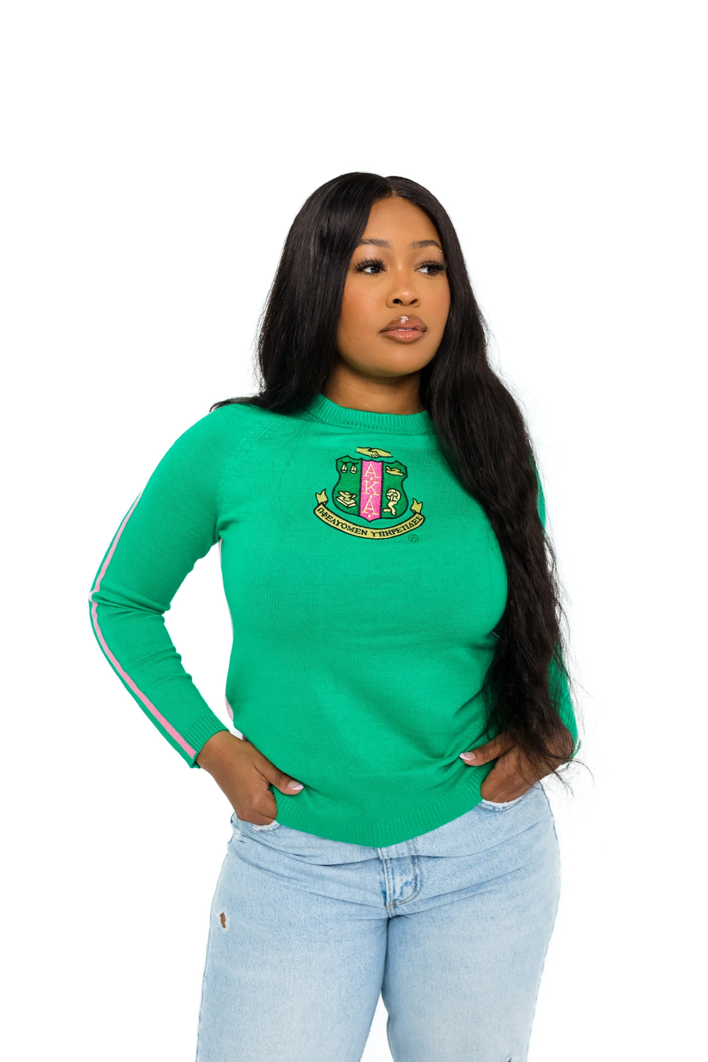 AKA Green Center Crest Sweater