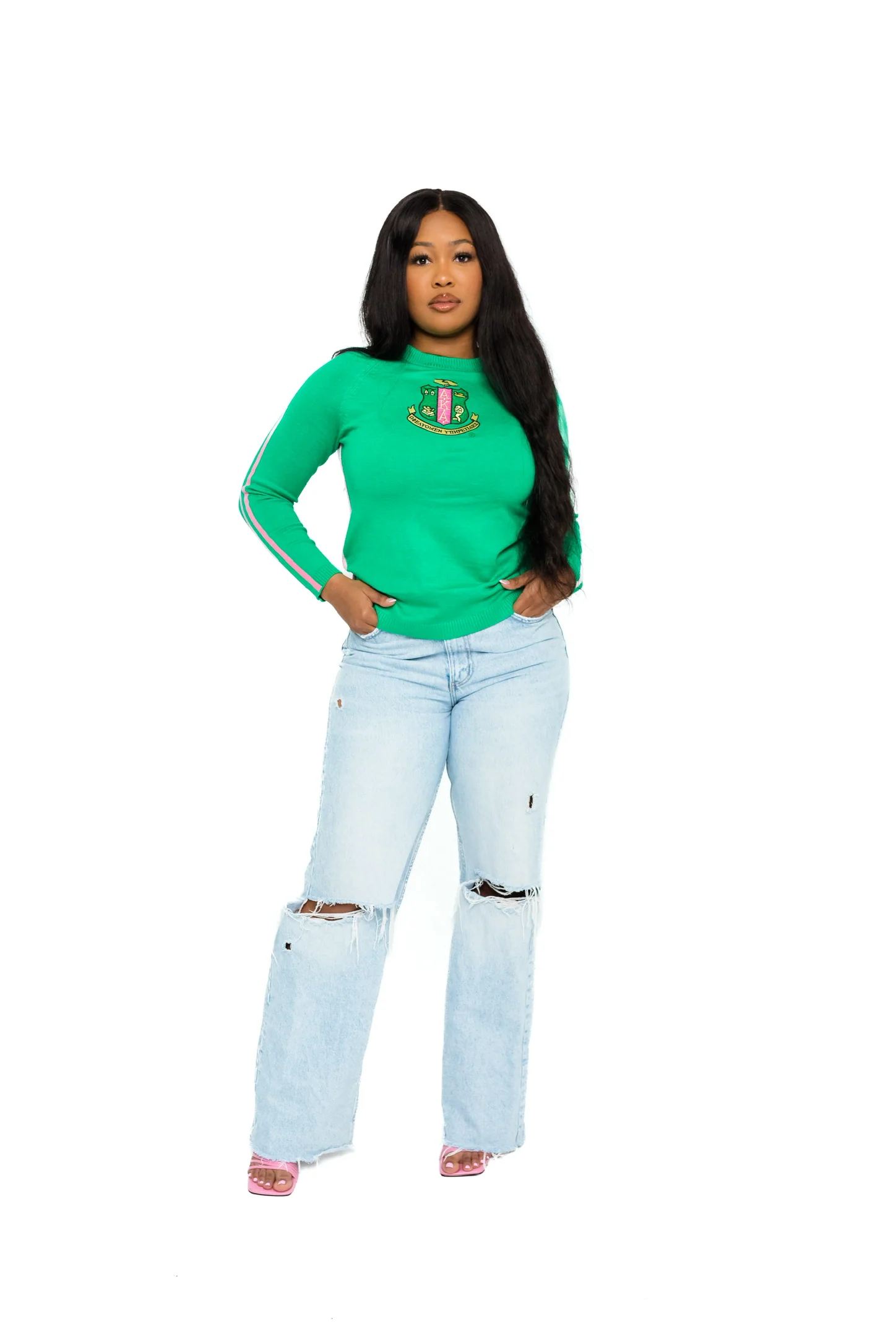 AKA Green Center Crest Sweater - Image 2