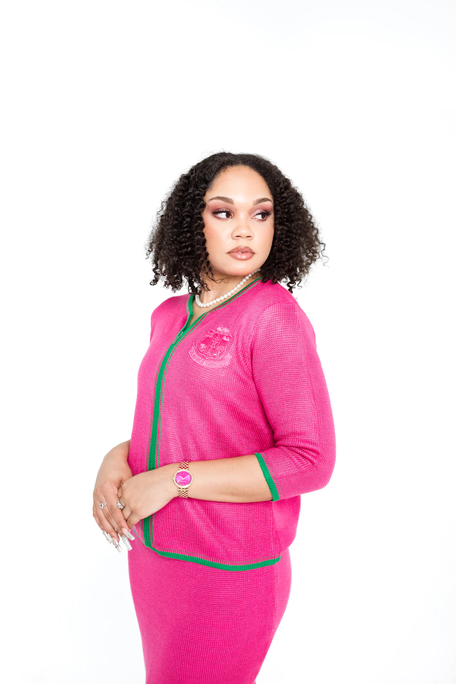 AKA Fuchsia Zipper Knit Sweater