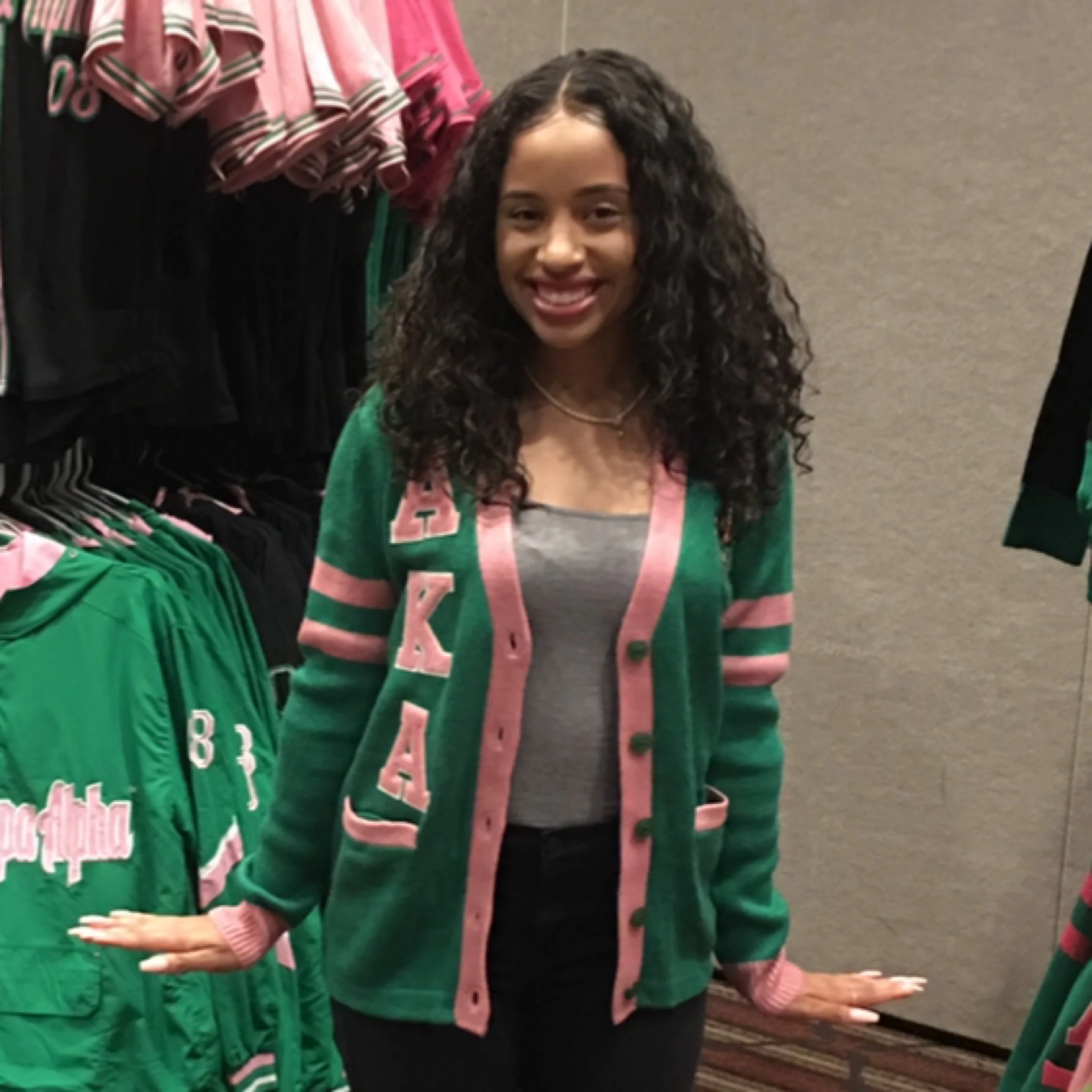 AKA Green/Pink Cardigan - Image 2