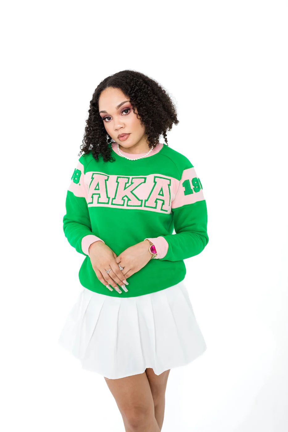 AKA Retro Green/Pink Crewneck - Image 2