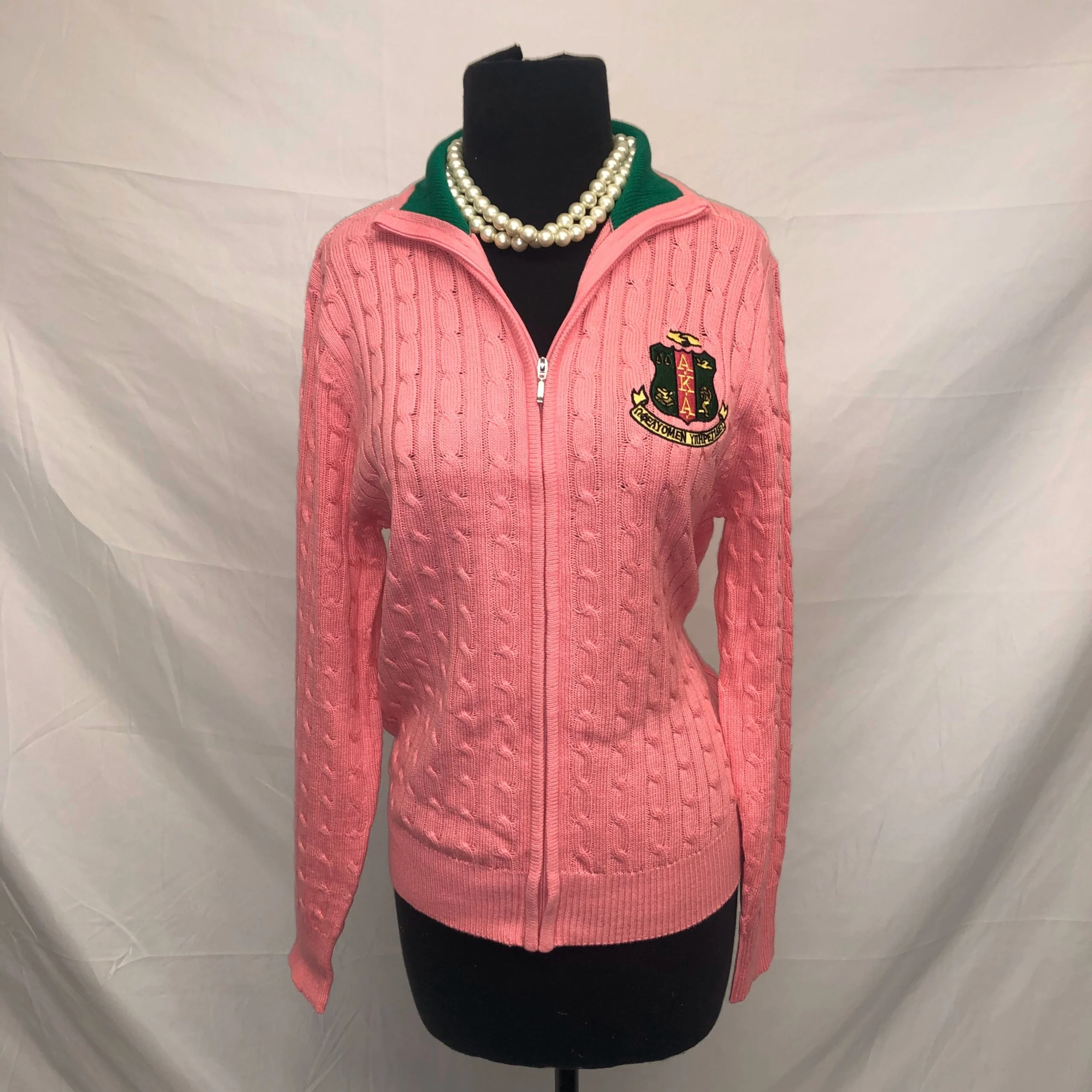 AKA ZIP CABLE SWEATER PINK need count - Image 2