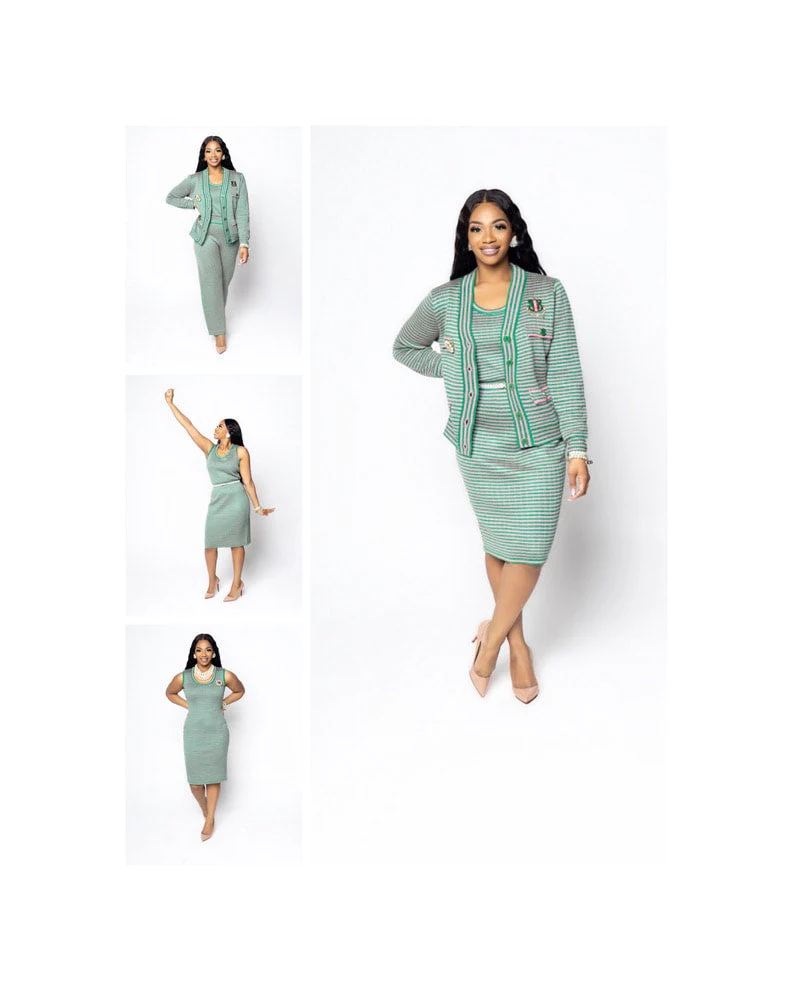 Green Striped Knit Dress - Image 2