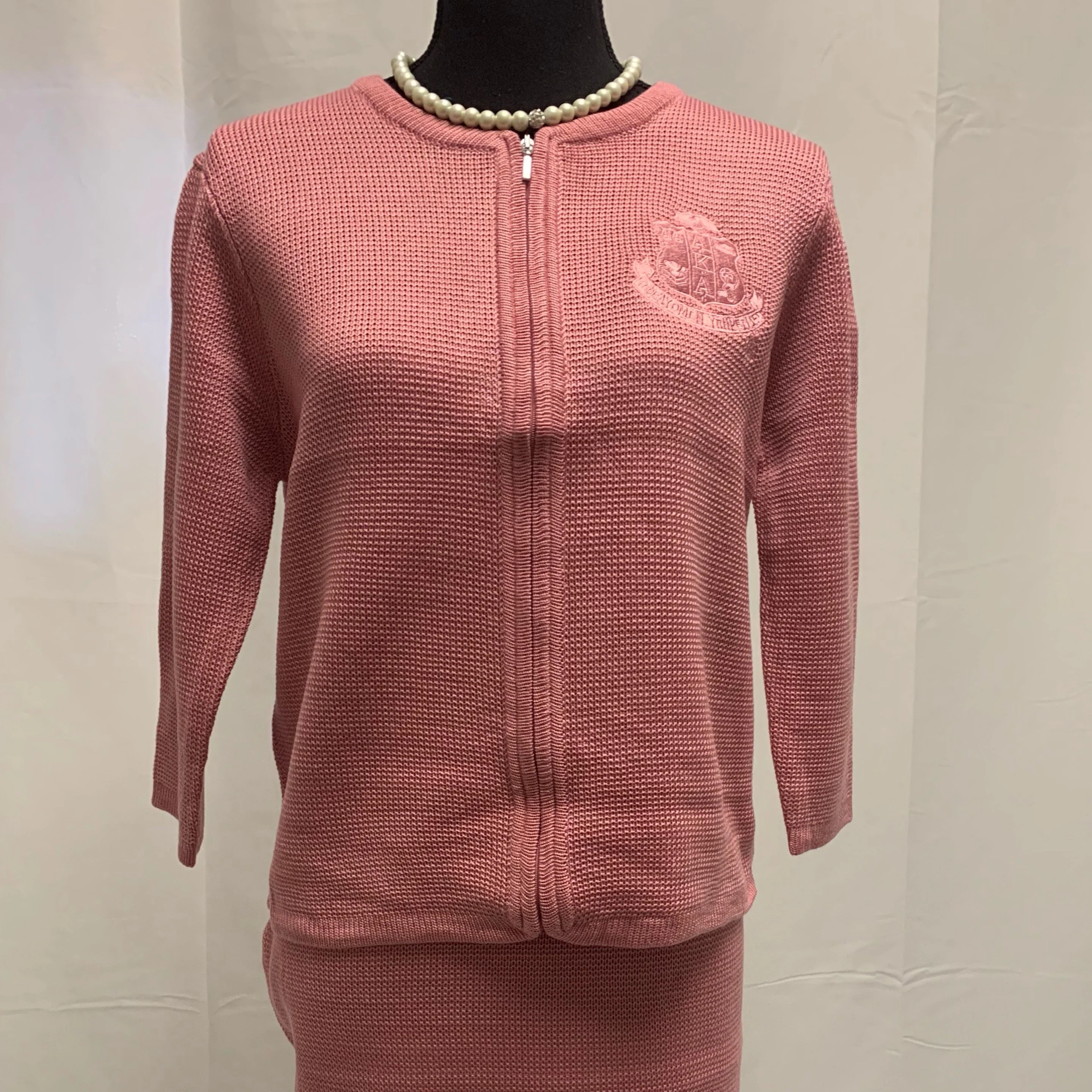 Solid Pink Zipper Knit Sweater